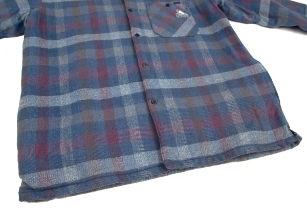 パパスPapas コットンワッペン裏キルティング中綿ブロックチェックシャツジャケット 青白ワインL K-108559_008