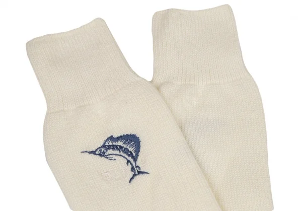 新品!パパスPapas カジキロゴ刺繍ハイソックス オフホワイトM位(25cm~27cm) K-108563_002