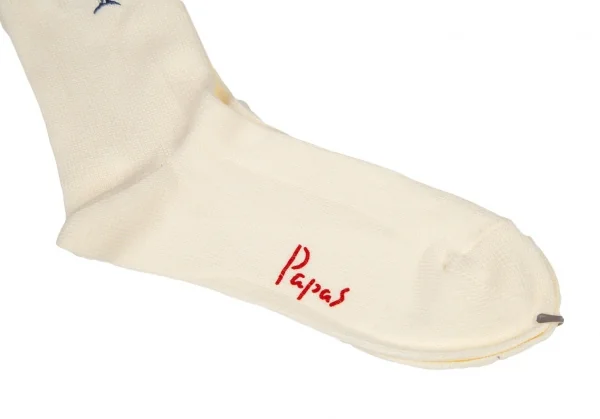新品!パパスPapas カジキロゴ刺繍ハイソックス オフホワイトM位(25cm~27cm) K-108563_004