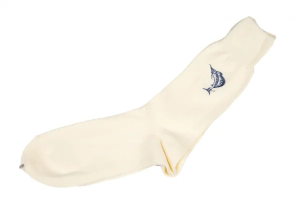 新品!パパスPapas カジキロゴ刺繍ハイソックス オフホワイトM位(25cm~27cm) K-108563_005