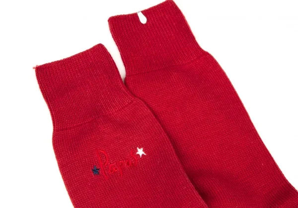 新品!パパスPapas スターロゴ刺繍ハイソックス 赤M位(25cm~27cm) K-108568_002