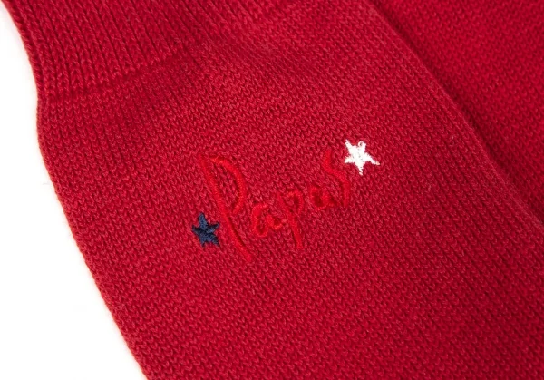 新品!パパスPapas スターロゴ刺繍ハイソックス 赤M位(25cm~27cm) K-108568_003