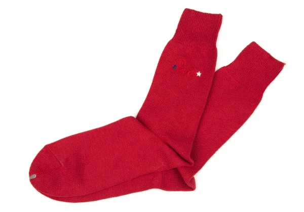 新品!パパスPapas スターロゴ刺繍ハイソックス 赤M位(25cm~27cm) K-108568_005