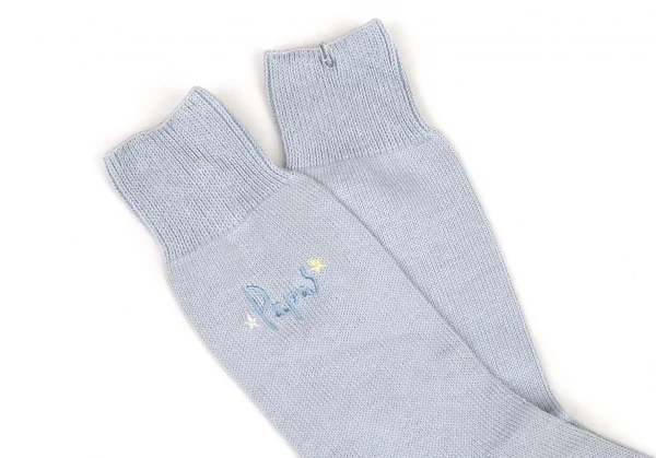 新品!パパスPapas スターロゴ刺繍ハイソックス 水色M位(25cm~27cm) K-108569_002
