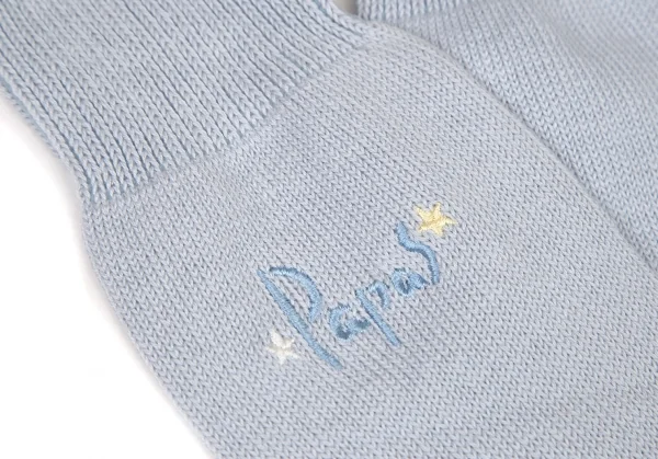 新品!パパスPapas スターロゴ刺繍ハイソックス 水色M位(25cm~27cm) K-108569_003