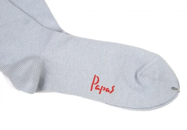 新品!パパスPapas スターロゴ刺繍ハイソックス 水色M位(25cm~27cm) K-108569_004