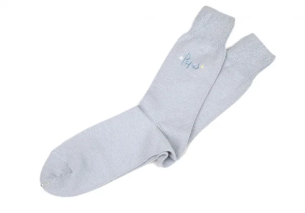 新品!パパスPapas スターロゴ刺繍ハイソックス 水色M位(25cm~27cm) K-108569_005