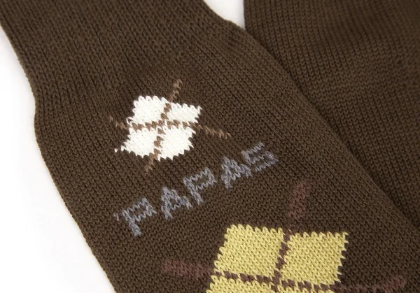 新品!パパスPapas ロゴアーガイルハイソックス 茶M位(25cm~27cm) K-108571_003