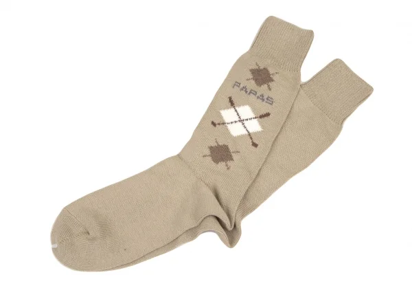 新品!パパスPapas ロゴアーガイルハイソックス モカM位(25cm~27cm) K-108572_005