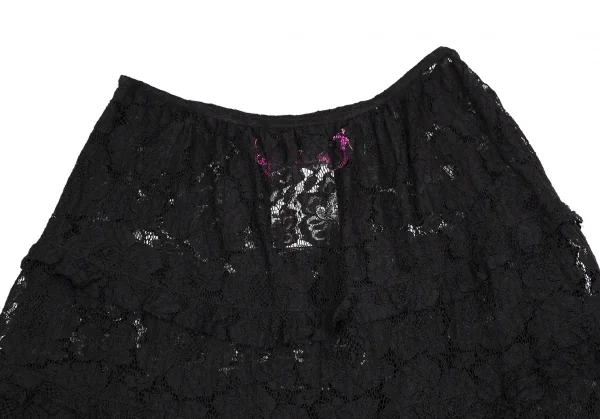 ジュンヤワタナベマンピンク コムデギャルソンJUNYA WATANABE MAN PINK COMME des GARCONS裾カッティングレースシースルースカート 黒M K-108586_011