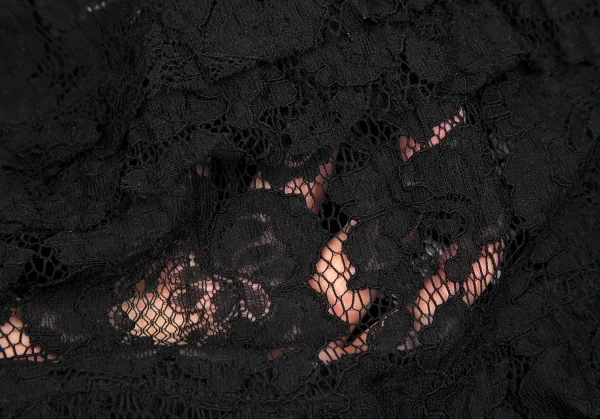 ジュンヤワタナベマンピンク コムデギャルソンJUNYA WATANABE MAN PINK COMME des GARCONS裾カッティングレースシースルースカート 黒M K-108586_012