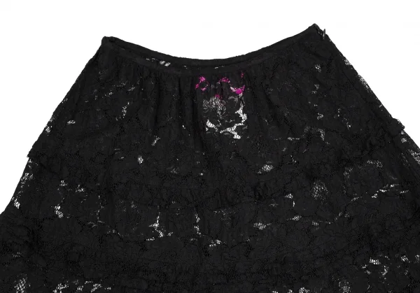 ジュンヤワタナベマンピンク コムデギャルソンJUNYA WATANABE MAN PINK COMME des GARCONS裾カッティングレースシースルースカート 黒M K-108586_003