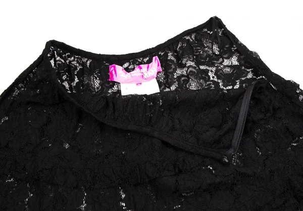 ジュンヤワタナベマンピンク コムデギャルソンJUNYA WATANABE MAN PINK COMME des GARCONS裾カッティングレースシースルースカート 黒M K-108586_004