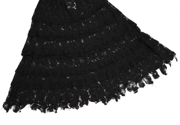 ジュンヤワタナベマンピンク コムデギャルソンJUNYA WATANABE MAN PINK COMME des GARCONS裾カッティングレースシースルースカート 黒M K-108586_006