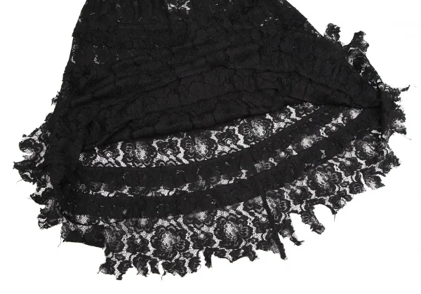 ジュンヤワタナベマンピンク コムデギャルソンJUNYA WATANABE MAN PINK COMME des GARCONS裾カッティングレースシースルースカート 黒M K-108586_009