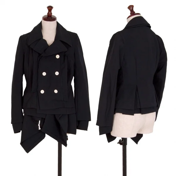 コムデギャルソンCOMME des GARCONS ウールレイヤードポケットデザインジャケット 紺S K-108587_001