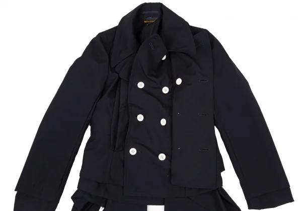 コムデギャルソンCOMME des GARCONS ウールレイヤードポケットデザインジャケット 紺S K-108587_012