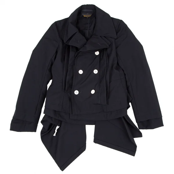 コムデギャルソンCOMME des GARCONS ウールレイヤードポケットデザインジャケット 紺S K-108587_002