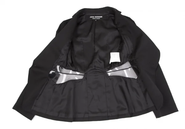 ジュンヤワタナベ コムデギャルソンJUNYA WATANABE COMME des GARCONSウールギャバサイドPVCくり抜きジャケット 黒M K-108590_012