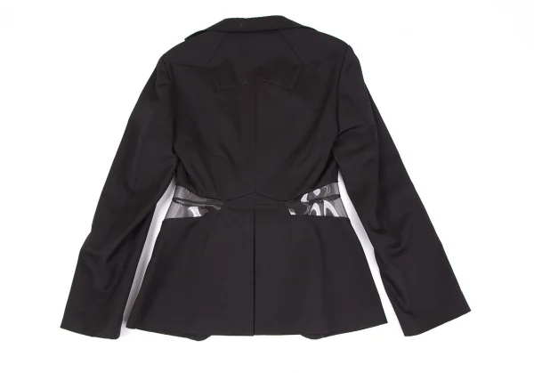 ジュンヤワタナベ コムデギャルソンJUNYA WATANABE COMME des GARCONSウールギャバサイドPVCくり抜きジャケット 黒M K-108590_013