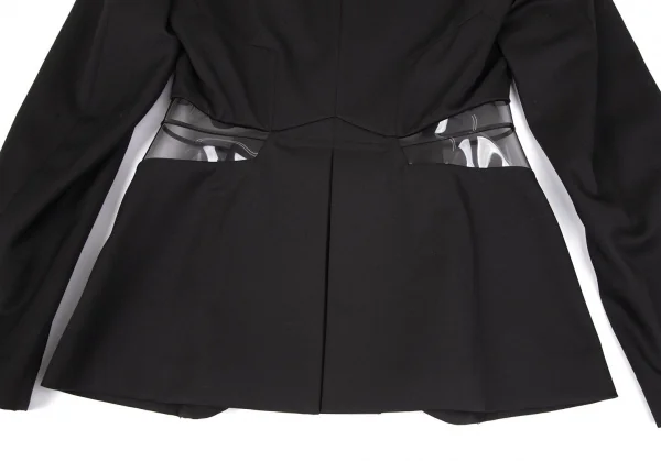 ジュンヤワタナベ コムデギャルソンJUNYA WATANABE COMME des GARCONSウールギャバサイドPVCくり抜きジャケット 黒M K-108590_015