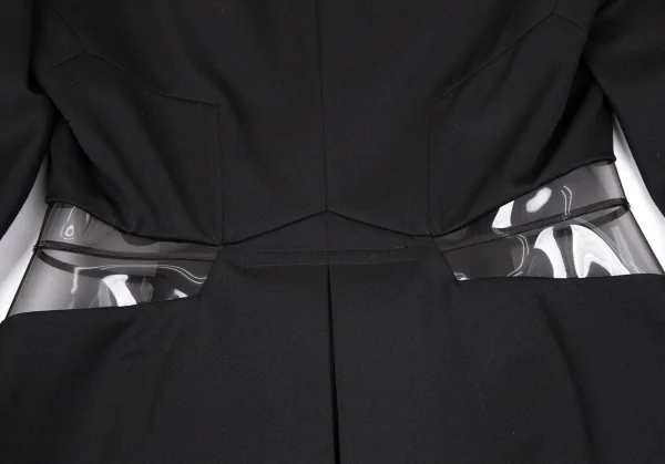 ジュンヤワタナベ コムデギャルソンJUNYA WATANABE COMME des GARCONSウールギャバサイドPVCくり抜きジャケット 黒M K-108590_016