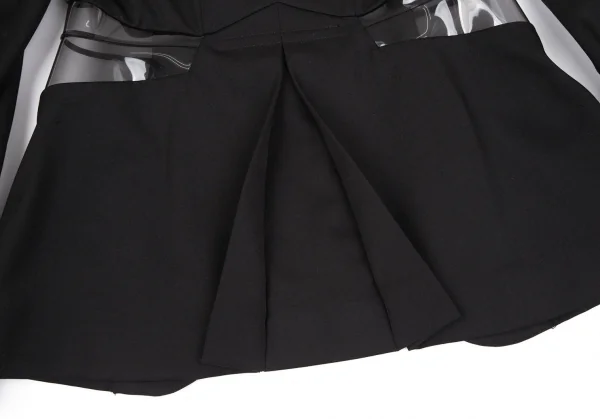 ジュンヤワタナベ コムデギャルソンJUNYA WATANABE COMME des GARCONSウールギャバサイドPVCくり抜きジャケット 黒M K-108590_017