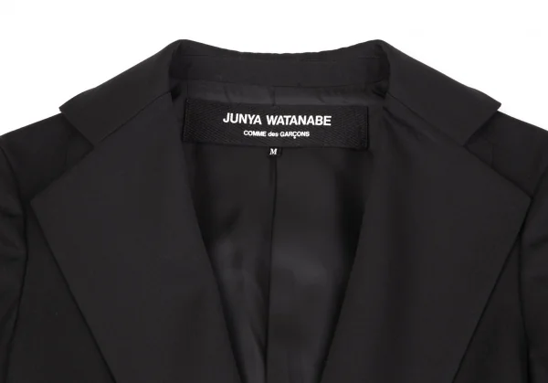 ジュンヤワタナベ コムデギャルソンJUNYA WATANABE COMME des GARCONSウールギャバサイドPVCくり抜きジャケット 黒M K-108590_003