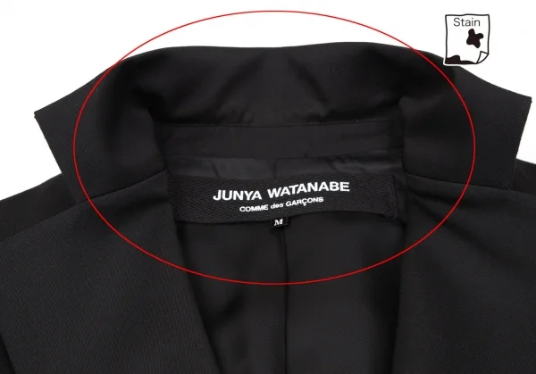 ジュンヤワタナベ コムデギャルソンJUNYA WATANABE COMME des GARCONSウールギャバサイドPVCくり抜きジャケット 黒M K-108590_004