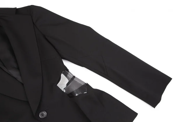 ジュンヤワタナベ コムデギャルソンJUNYA WATANABE COMME des GARCONSウールギャバサイドPVCくり抜きジャケット 黒M K-108590_005