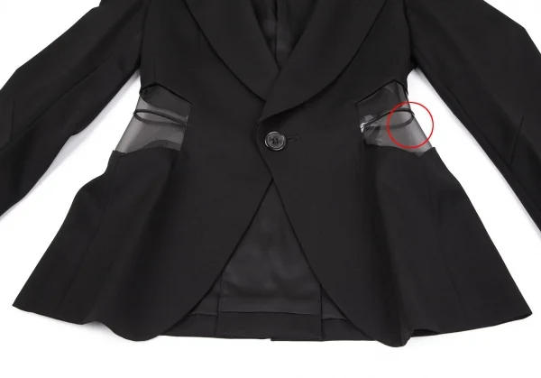 ジュンヤワタナベ コムデギャルソンJUNYA WATANABE COMME des GARCONSウールギャバサイドPVCくり抜きジャケット 黒M K-108590_009