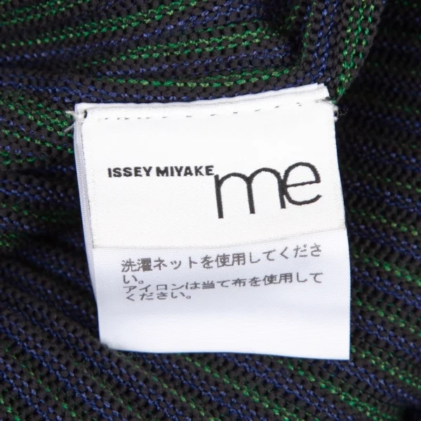 イッセイミヤケ ミーISSEY MIYAKE me 3Dストライプリブニットノースリーブワンピース 黒青緑F K-108600_012