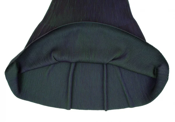 イッセイミヤケ ミーISSEY MIYAKE me 3Dストライプリブニットノースリーブワンピース 黒青緑F K-108600_007