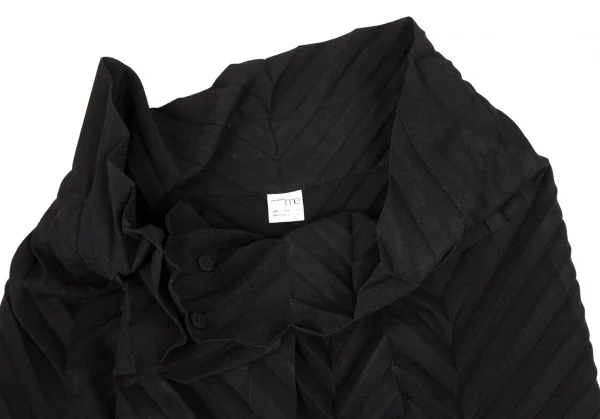 イッセイミヤケ ミーISSEY MIYAKE me ヘリンボーンプリーツラップスカート 黒F K-108604_004