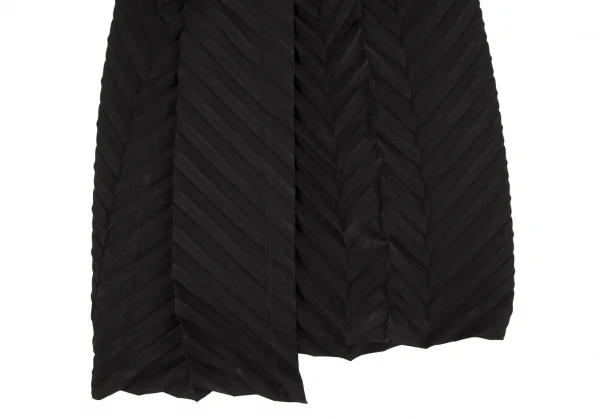 イッセイミヤケ ミーISSEY MIYAKE me ヘリンボーンプリーツラップスカート 黒F K-108604_006