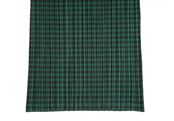 プリーツプリーズPLEATS PLEASE シェパードチェックプリーツトリミングワンピース 緑黒3 K-108614_006