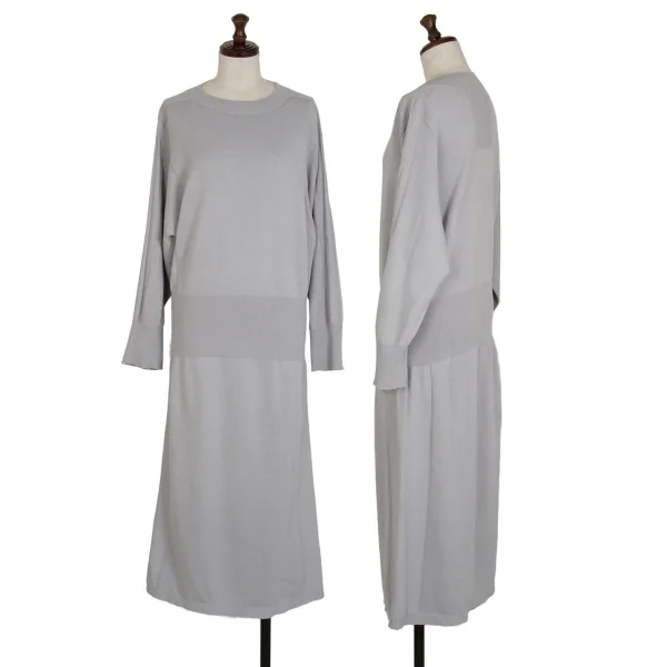 プリーツプリーズPLEATS PLEASE コットンカシミヤニットワンピース グレー3 K-108626_001