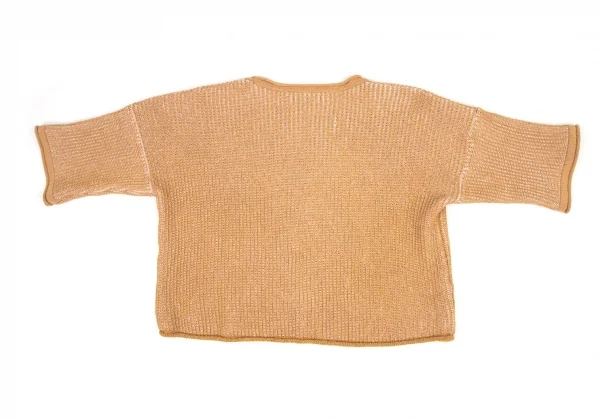イッセイミヤケISSEY MIYAKE 擬麻加工ペーパーローゲージ半袖ニット ベージュ2 K-108644_008