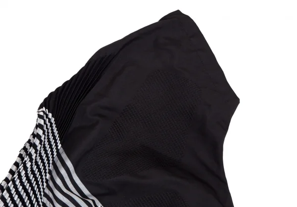 イッセイミヤケISSEY MIYAKE SUNSET ストライププリーツ変形デザインセットアップ 黒赤グレー2 K-108655_005