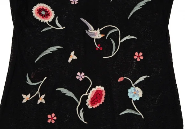 ヴィヴィアンタムVIVIENNETAM フラワーバード刺繍パワーネット切替シャツ 黒マルチ1 K-108672_013