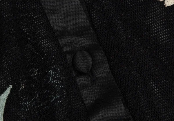 ヴィヴィアンタムVIVIENNETAM フラワーバード刺繍パワーネット切替シャツ 黒マルチ1 K-108672_006