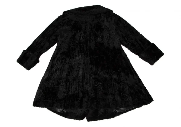 キャサリンハムネットロンドンKATHARINE HAMNETT LONDON コットンレーヨンパイルショールカラーコート 黒M K-108673_012