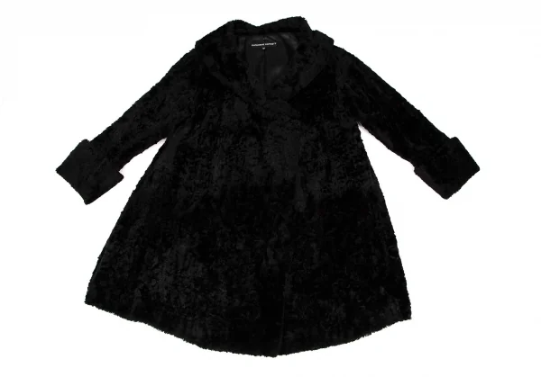 キャサリンハムネットロンドンKATHARINE HAMNETT LONDON コットンレーヨンパイルショールカラーコート 黒M K-108673_002