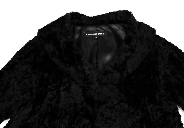 キャサリンハムネットロンドンKATHARINE HAMNETT LONDON コットンレーヨンパイルショールカラーコート 黒M K-108673_003