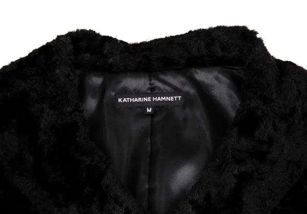 キャサリンハムネットロンドンKATHARINE HAMNETT LONDON コットンレーヨンパイルショールカラーコート 黒M K-108673_004