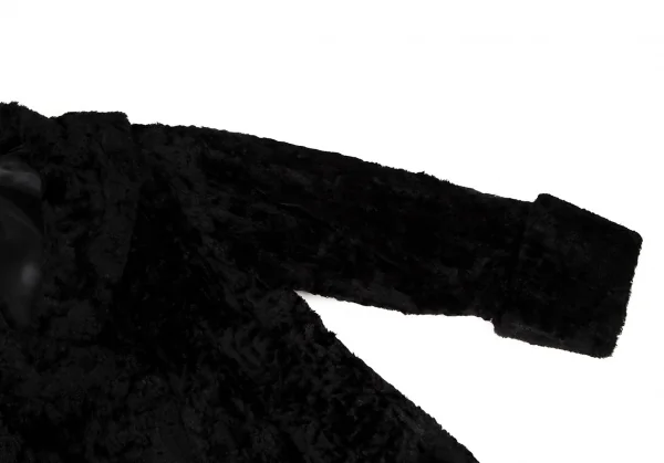 キャサリンハムネットロンドンKATHARINE HAMNETT LONDON コットンレーヨンパイルショールカラーコート 黒M K-108673_005