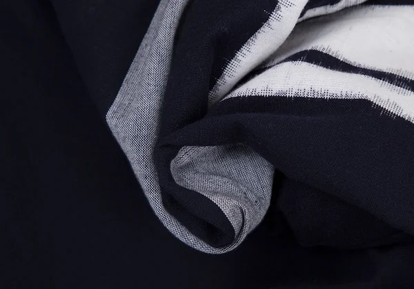 イッセイミヤケ ミーISSEY MIYAKE me サイドラインプリントベルテッドワイドクロップドパンツ 紺白M位 K-108682_011