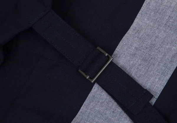 イッセイミヤケ ミーISSEY MIYAKE me サイドラインプリントベルテッドワイドクロップドパンツ 紺白M位 K-108682_003