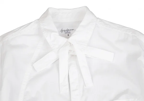 ヨウジヤマモト プールオムYohji Yamamoto POUR HOMME フロントカーブ切替ボウタイ比翼シャツ 白4 K-108683_002