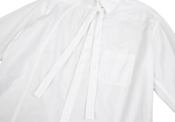ヨウジヤマモト プールオムYohji Yamamoto POUR HOMME フロントカーブ切替ボウタイ比翼シャツ 白4 K-108683_004
